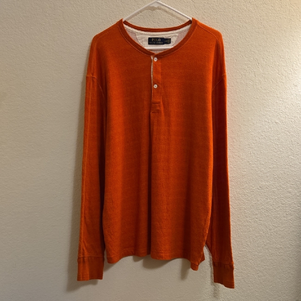 Polo by Ralph Lauren Men's Long Sleeve Henley Shirt - Orange - Large